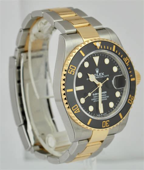 rolex submariner two-tone black bezel and face men& 39|rolex submariner two tone 41mm.